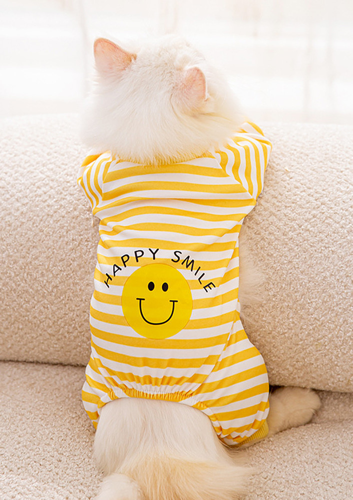 Yellow Printed Cat & Dog Jumpsuit
