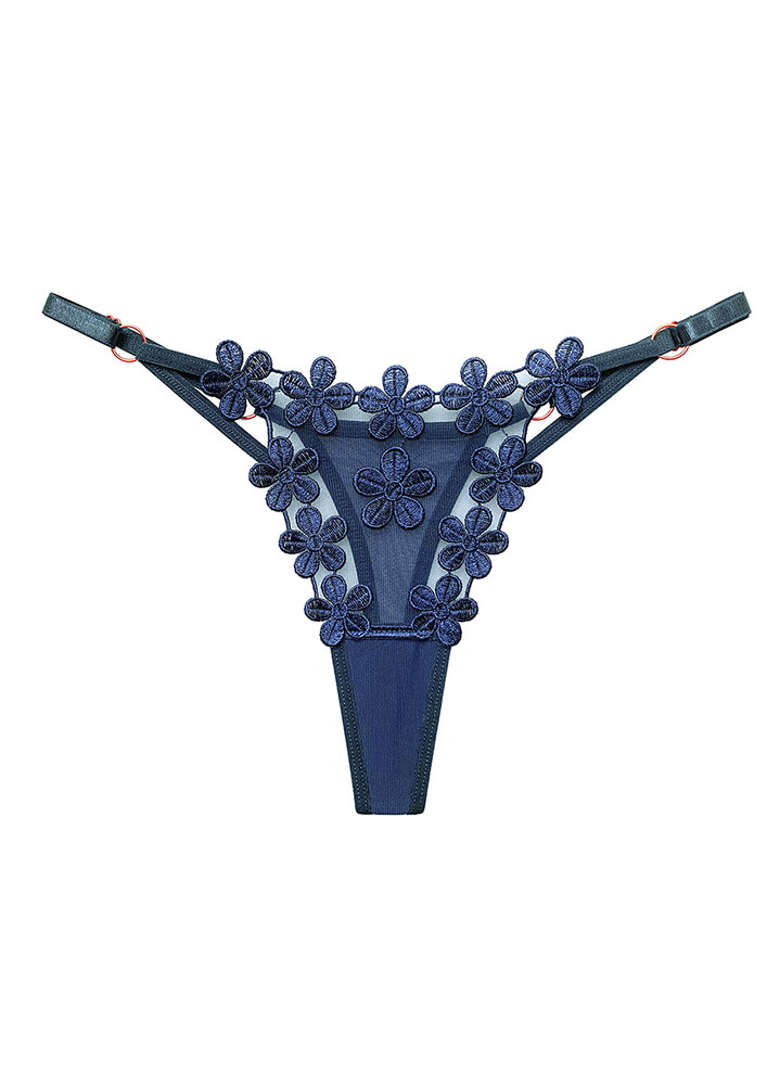 GREYBLUE FLORAL EMBROIDERY G-STRING THONG