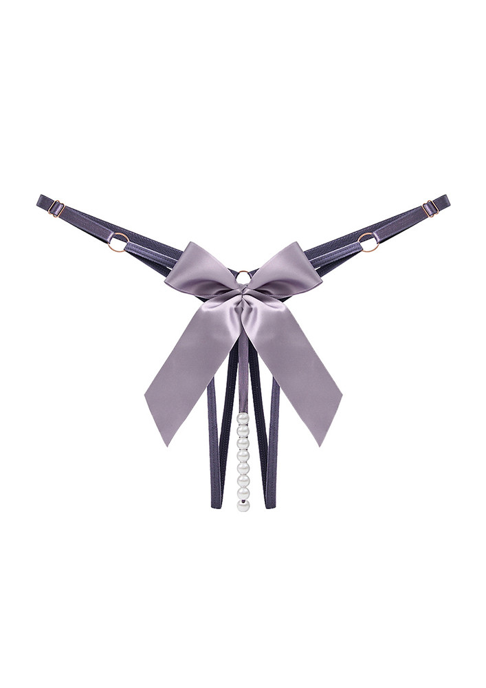PEARL-STRAP BOW DECOR HOLLOW THONG