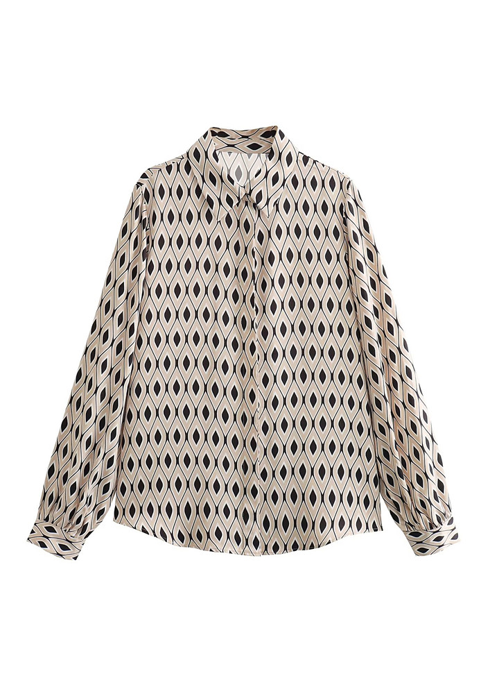 GEOMETRIC PRINT CONCEALED BUTTON-DOWN SHIRT