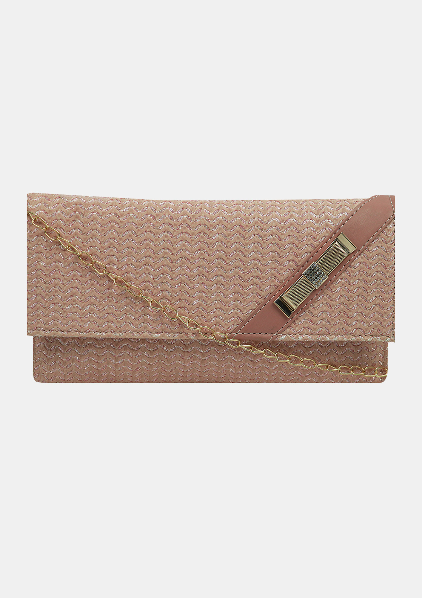 Woman'S Rose-Gold Party Wallet With Chain