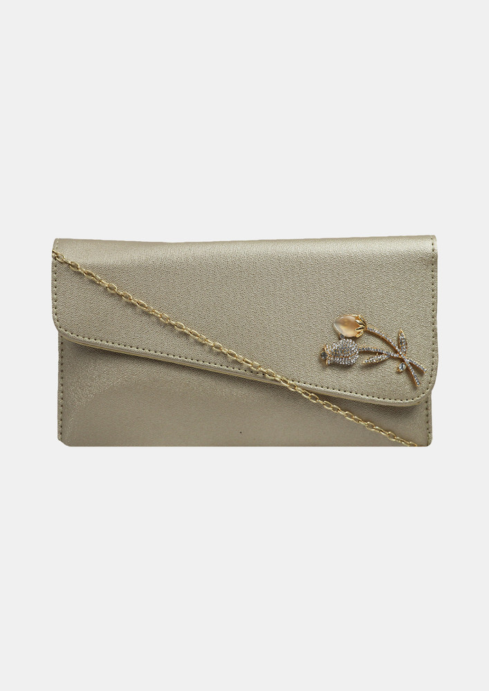 Woman'S Party Golden Wallet With Chain
