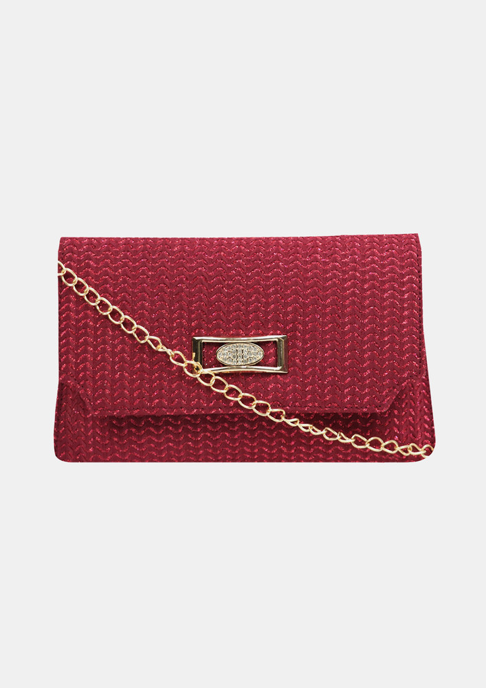 Cherry Red Solid Pu Swagger Sling Bag