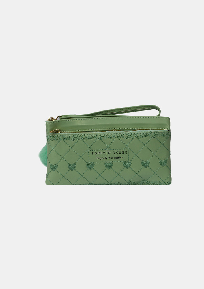 Branded Tea Green Pu Leather Wallet