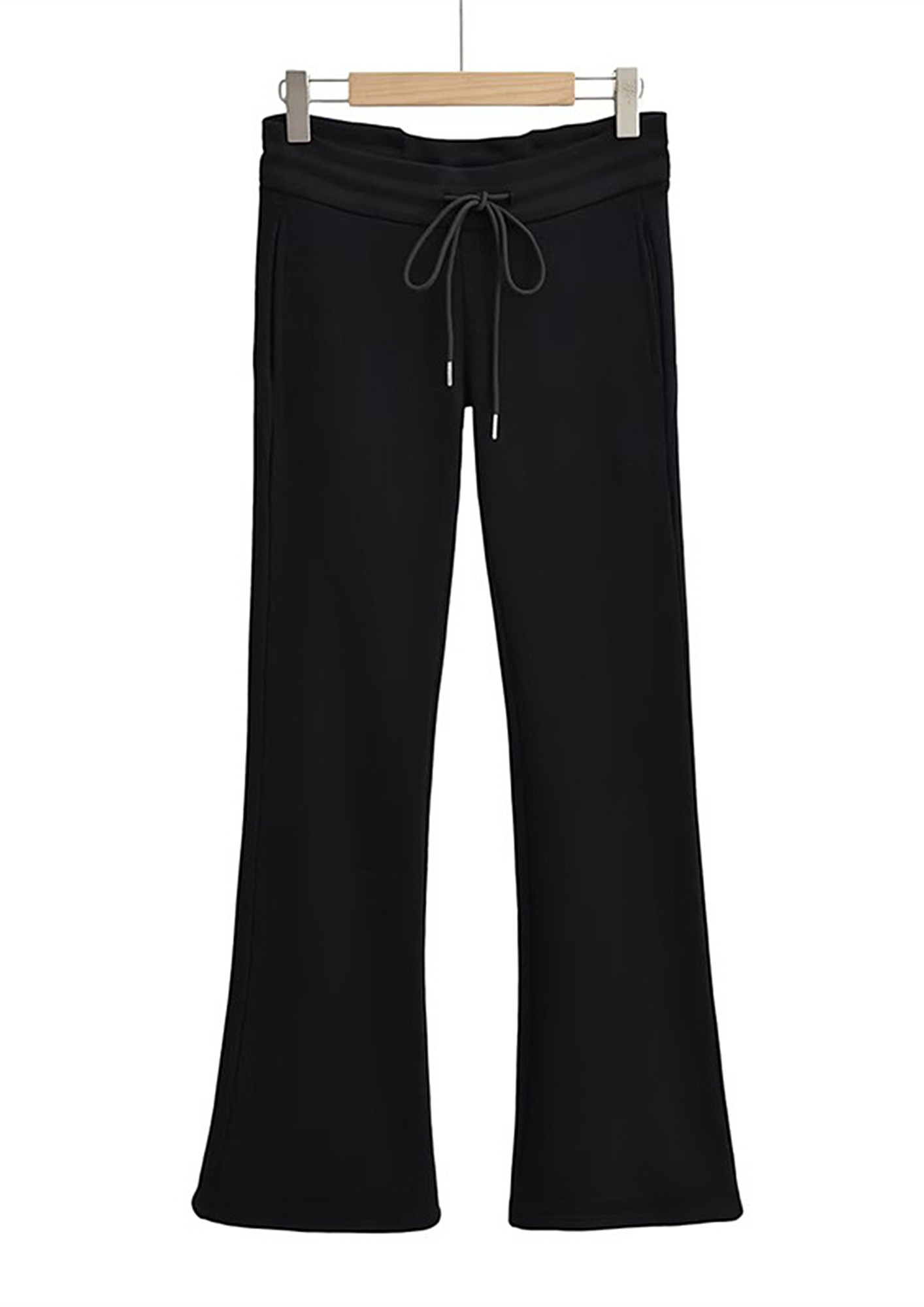 Buy LOW-WAIST KNITTED FLARE FIT BLACK PANTS for Women Online in India