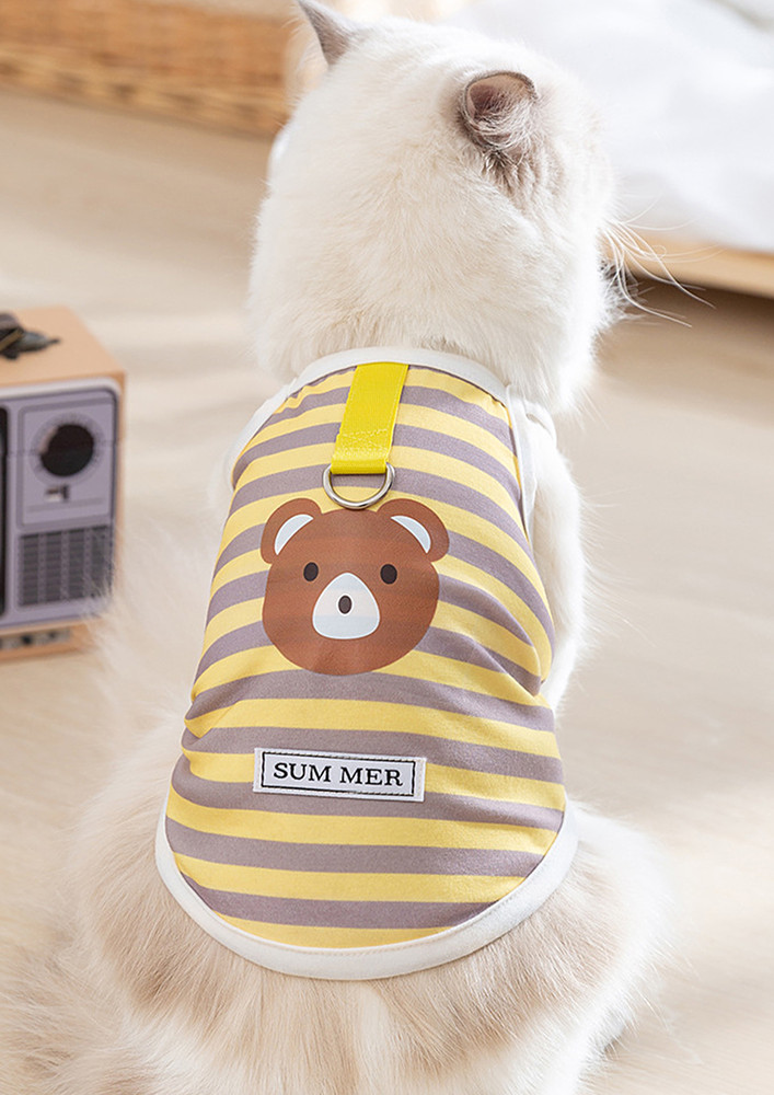 Yellow Striped Graphic Cat Camisole