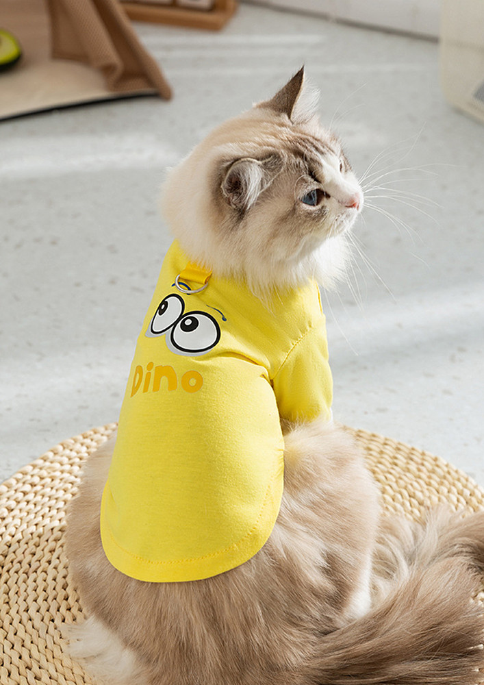 Yellow Graphic Short-sleeve Cat Tee