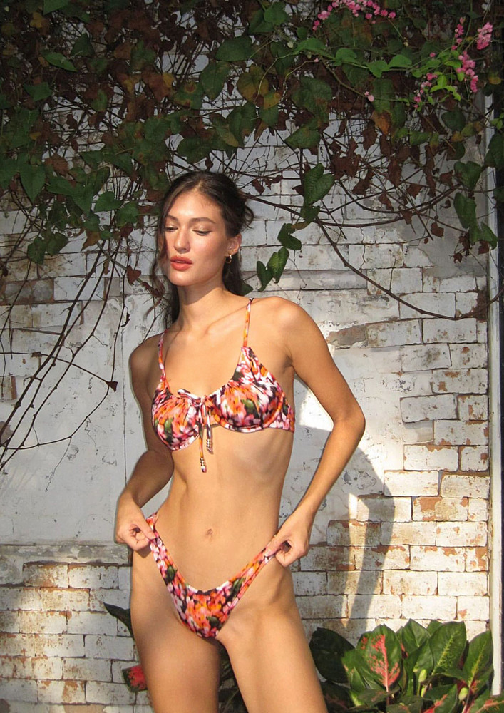 RED FLORAL TWO PIECE SWIMWEAR SET