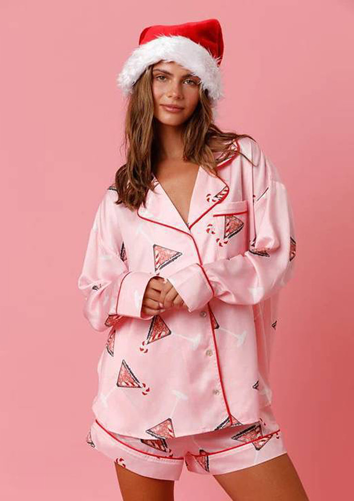 Motif Print Pink 2pc Pyjama Set