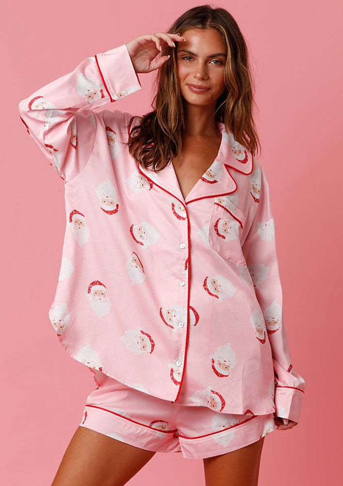 Pink Motif Print 2pc Pyjama Set