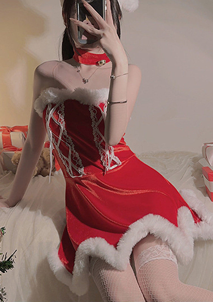 Three Piece Red Nightwear Christmas Costume Set