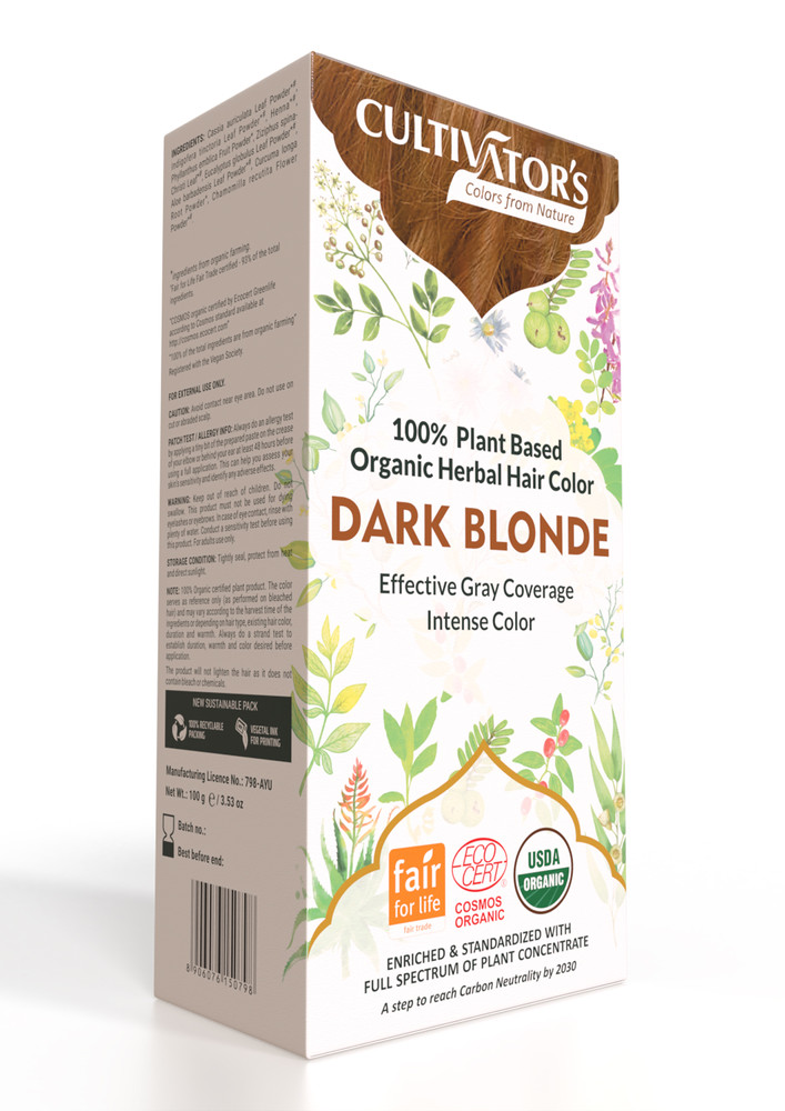 Cultivator's Organic Hair Colour - Herbal Hair Colour for Women and Men - Ammonia Free Hair Colour Powder - Natural Hair Colour Without Chemical, (Dark Blonde) - 100g