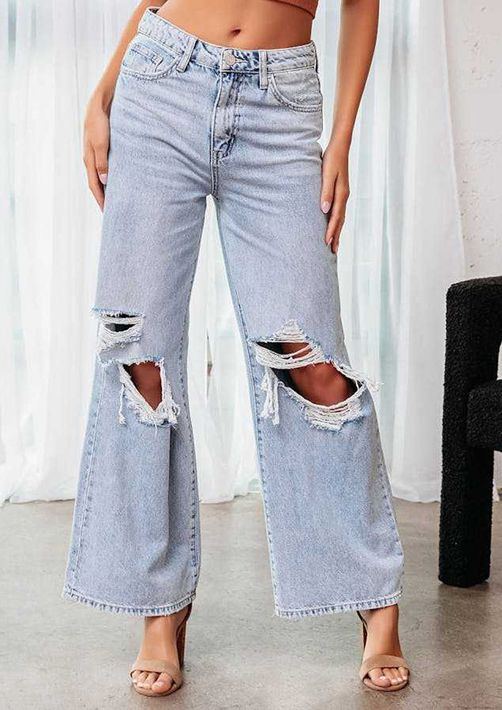 Light Blue Ripped Detail Jeans