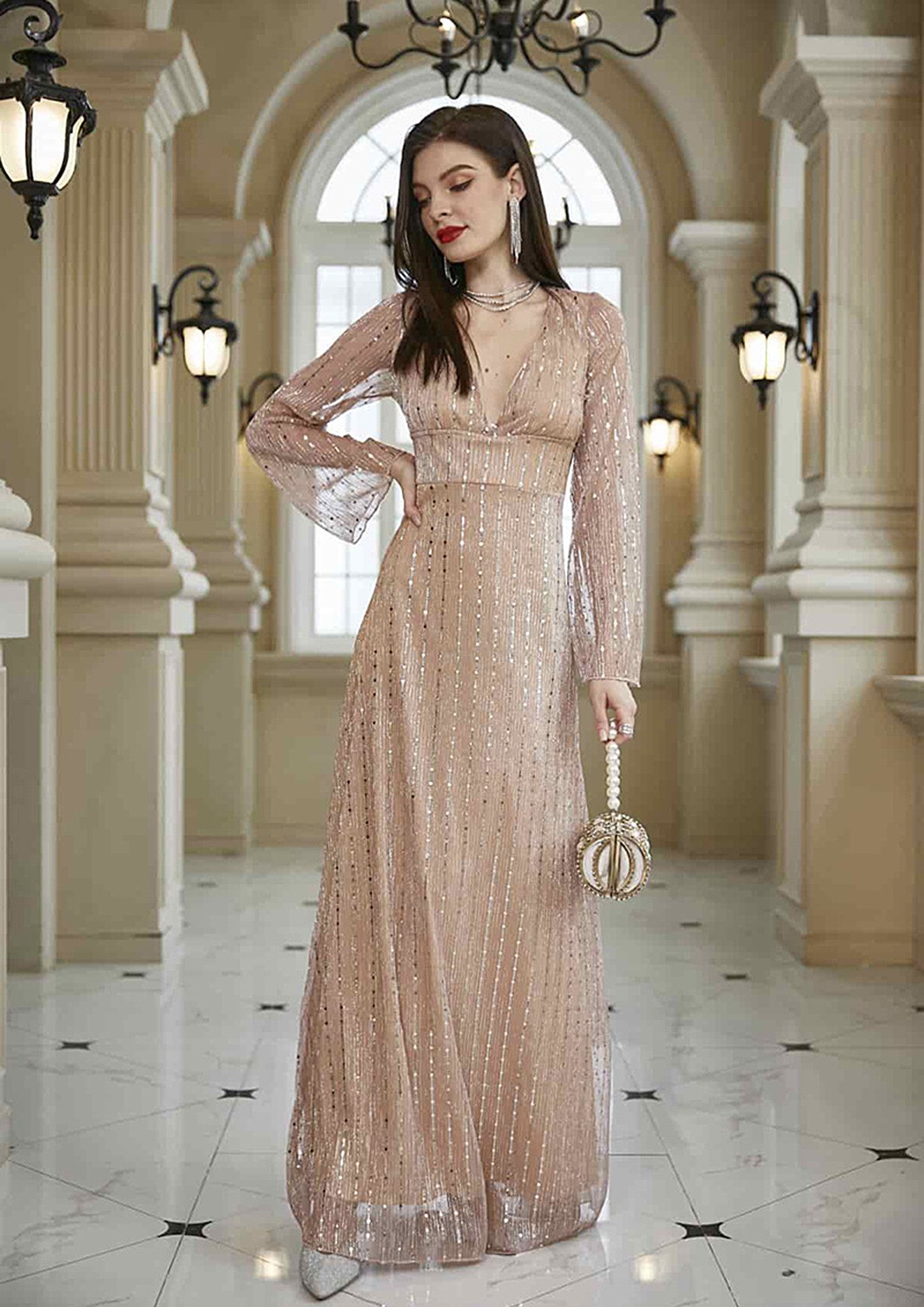 Women's Boutique Sequin Long Sleeve Maxi Bridesmaid Dress | Boohoo UK