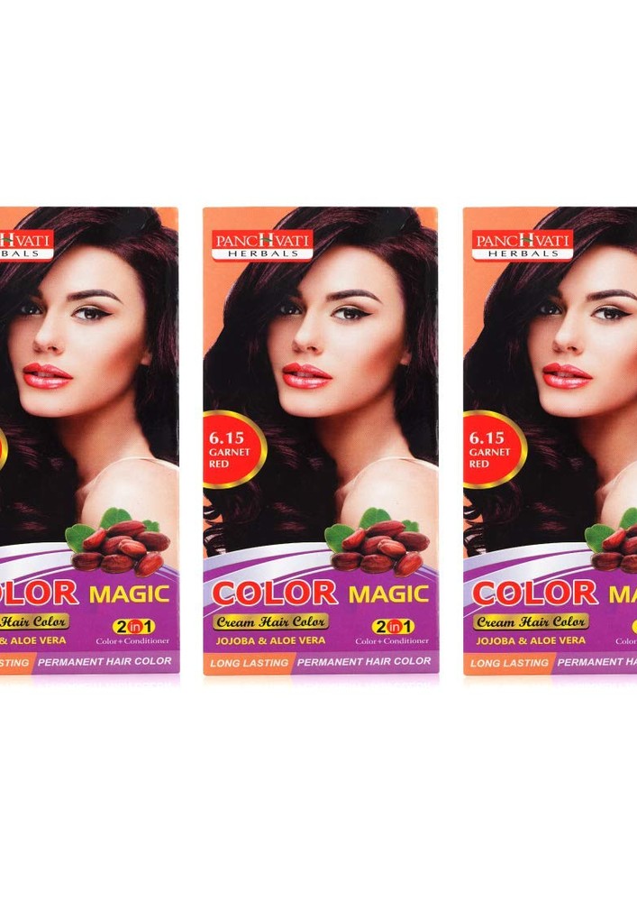 Panchvati Herbals 2 In 1 Garnet Red 6.15 Hair Color + With Conditioning Formula, Pack Of 3
