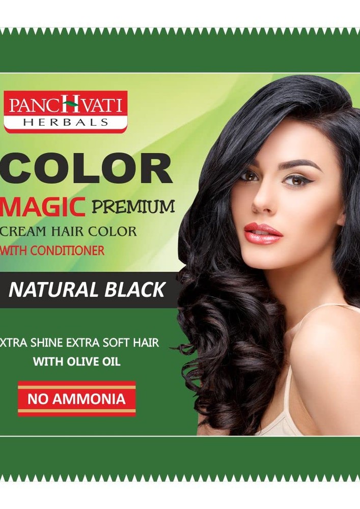 Panchvati Herbal Magic Premium Ammonia Free Natural Black Hair Color With Conditioner Pack Of 12 (pouch )