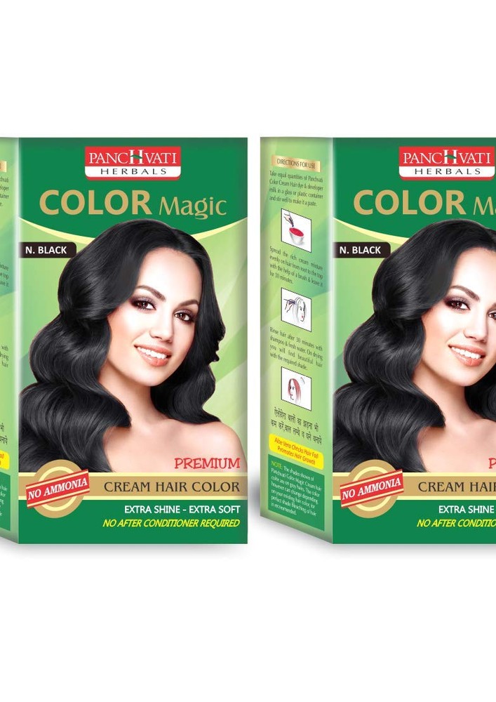 Panchvati Herbals Black Color Magic Natural Hair Cream - Extra Soft Cream Hair Color 100 Gm (pack Of 2)