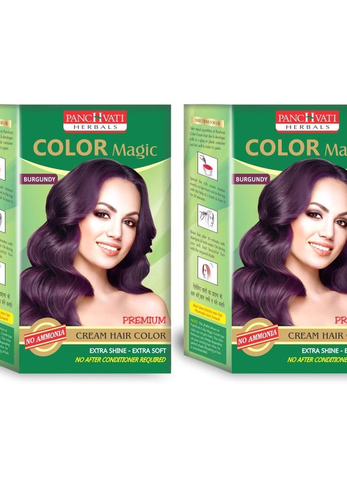 Panchvati Herbals Burgundy Color Magic Natural Hair Cream - Extra Soft Cream Hair Color 100 Gm (pack Of 2)