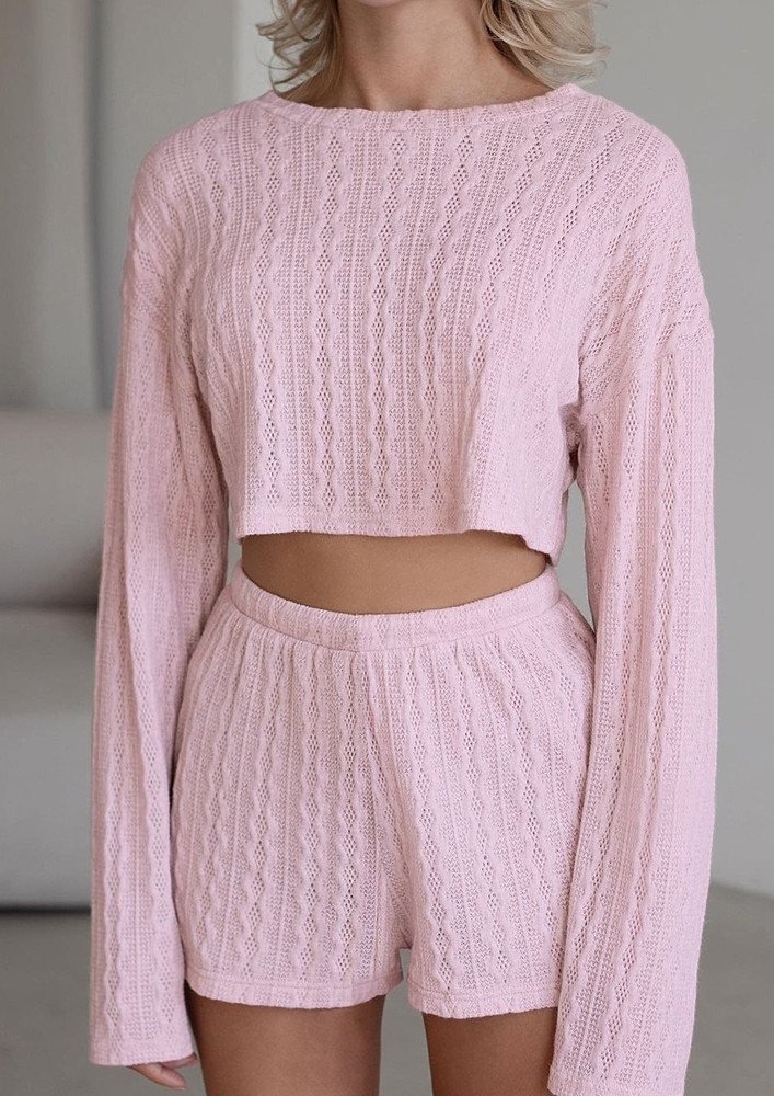 Pink Lounge Top And Shorts Set