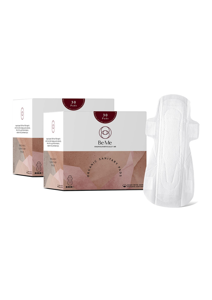 Be Me - Sanitary Pads for Women - COMBO (Flow Wise) - Pack of 60 Pads - With Disposal Pouches, Rash Free, Biodegradable, Anti Bacterial Napkins.