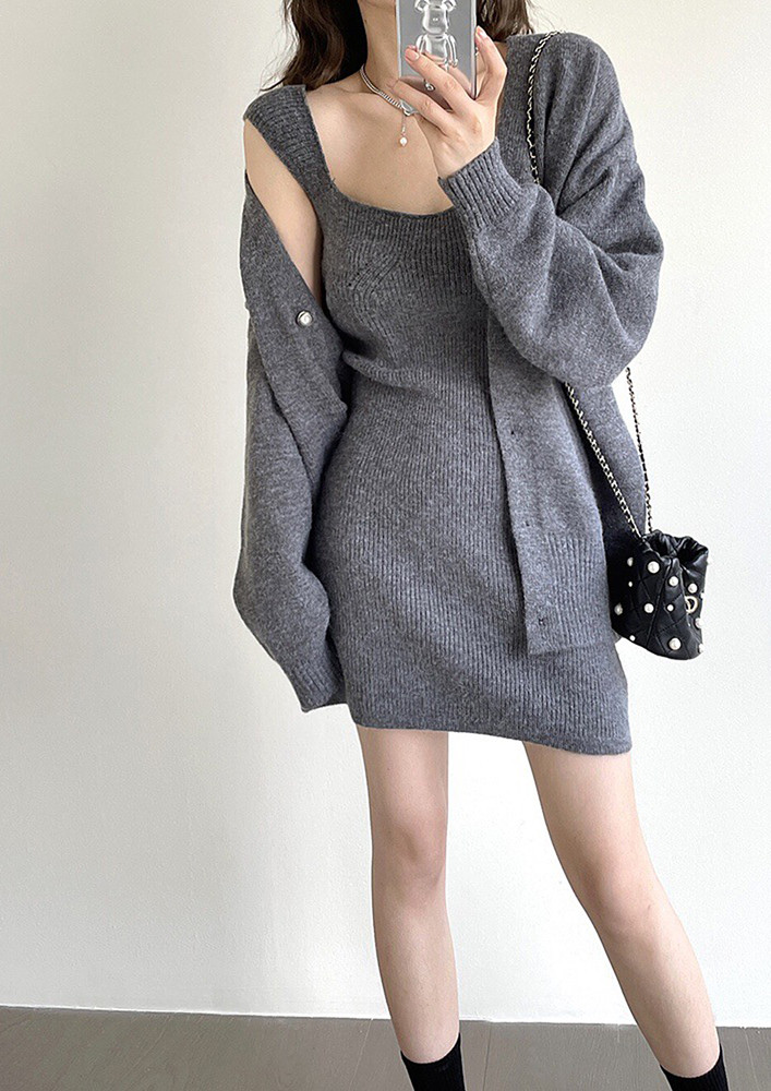 RETRO KNITTED GREY 2PC CO-ORD SET