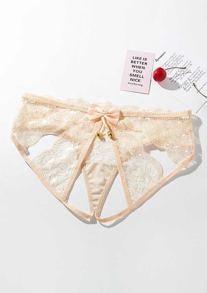 METAL BELLS APRICOT CUT-OUT LACE THONG