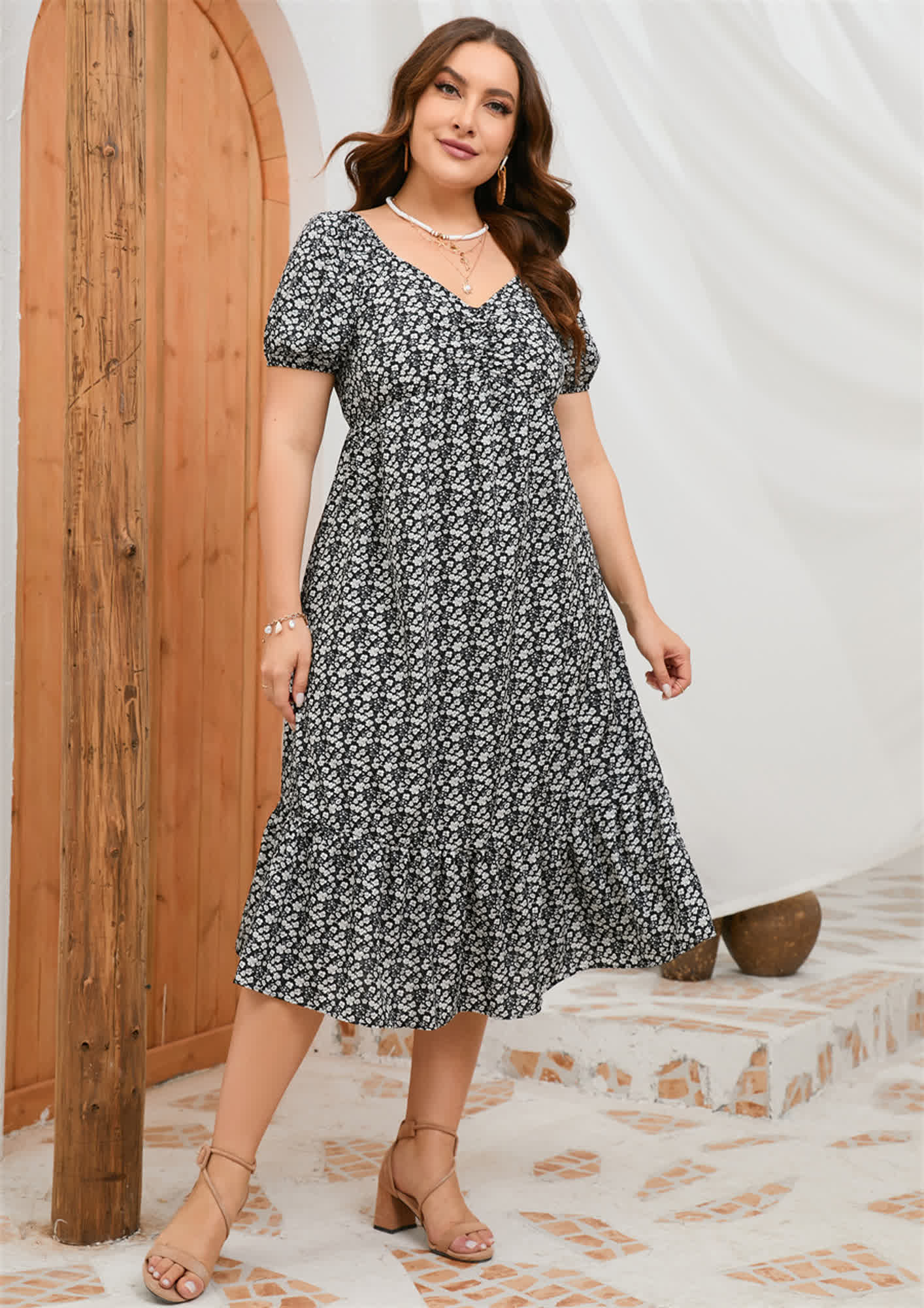 Buy PLUS SIZE POLYESTER BLACK MIDI DRESS for Women Online in India