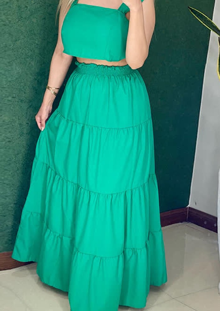 TWO PIECE SOLID GREEN CO-ORD SET