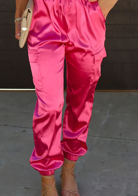 FANCY ROSE RED CARGO JOGGERS
