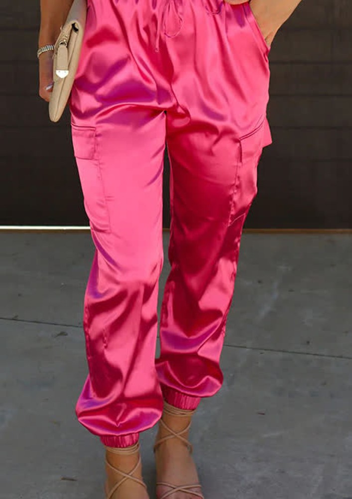 FANCY ROSE RED CARGO JOGGERS