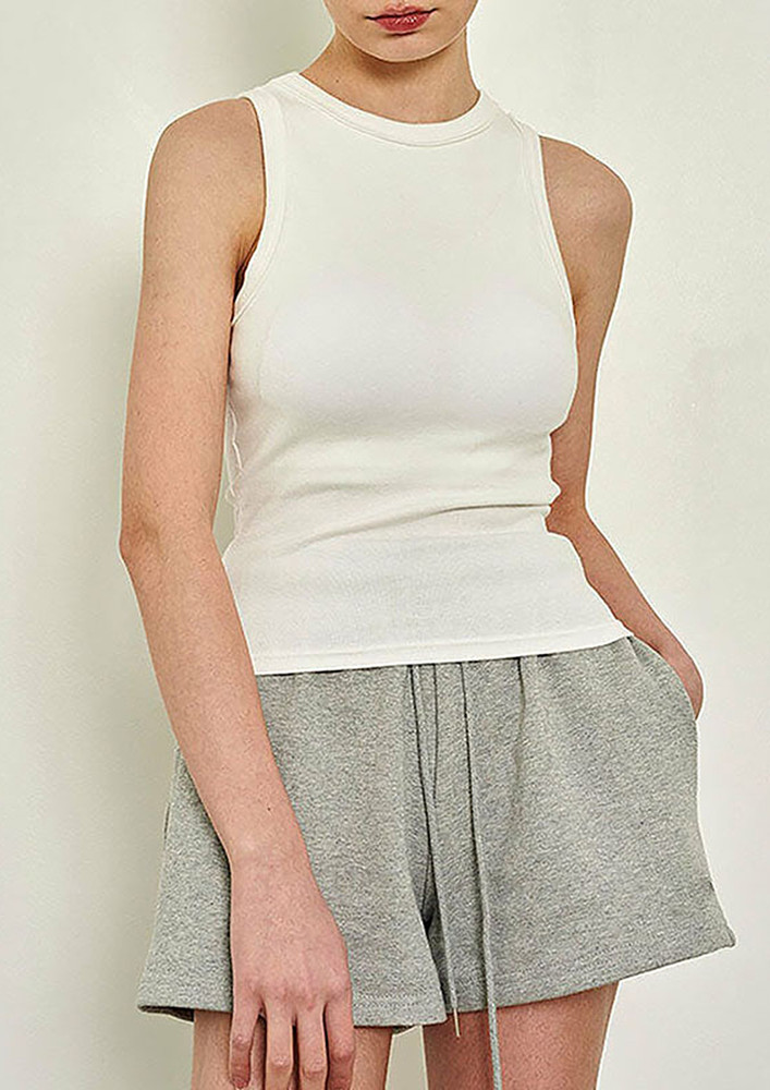 White Sleeveless Fitted Tank Top