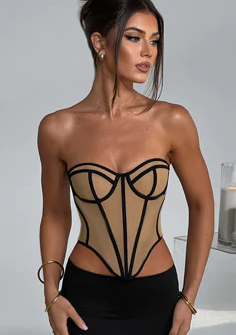 Buy BLACK STRAPLESS CONTRAST LINIED CORSET for Women Online in India
