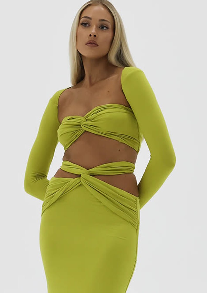3PC CUT-OUT GREEN CO-ORD SET