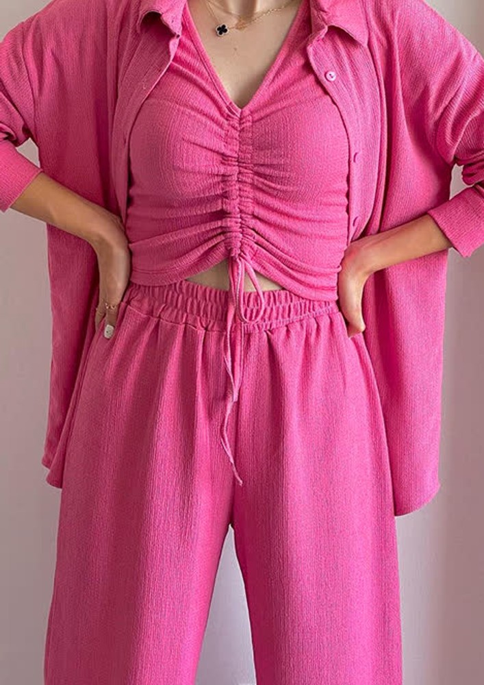 THREE PIECE CASUALLY PINK CO-ORD SET