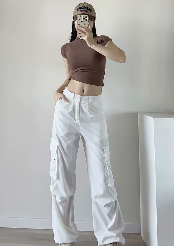 Buy Sizi Women White Cargo Pant's| High Waist Lycra Fabric with Pockets |  Trendy Women's & Girls Pant's. (XS, White) at Amazon.in