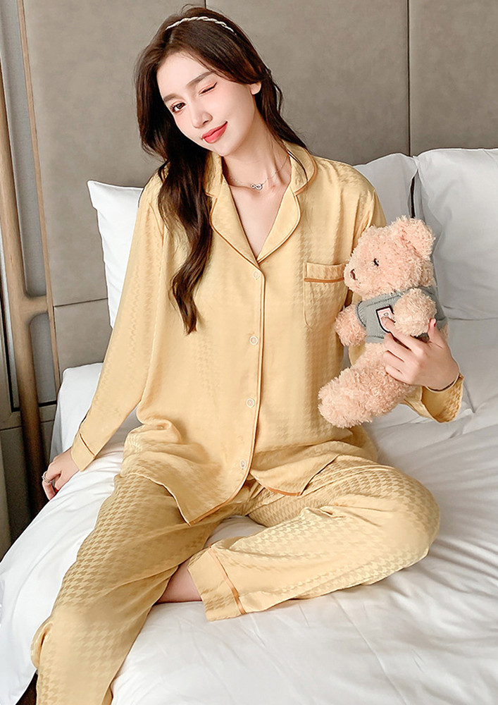 Yellow Houndstooth Pattern Pyjama Set