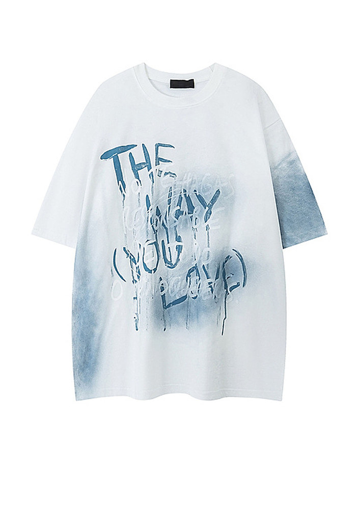WHITE LOOSE FIT LETTER PRINT T-SHIRT