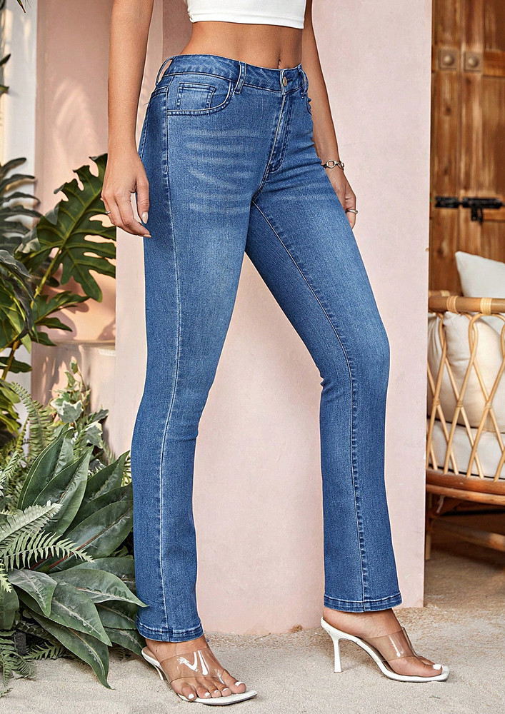 Mid-Waist Skinny Retro Blue Jeans