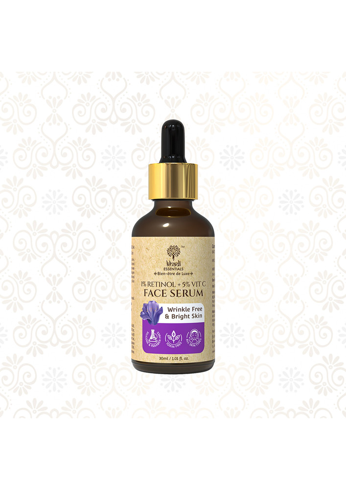 Khadi Essentials 1% Retinol + 5% Vitamin C Face Serum For Wrinkles & Fine Lines - 30ml