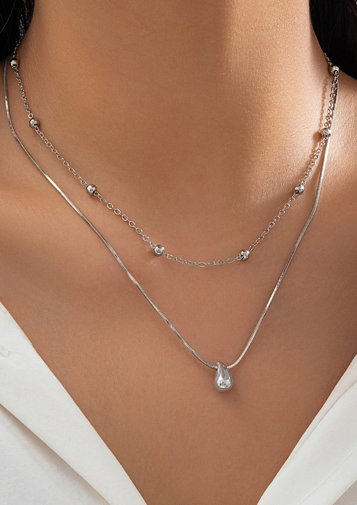SILVER TWO PIECE NECKLACE SET