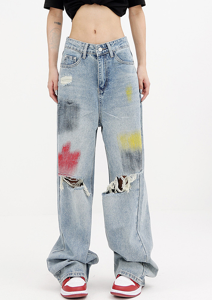Ripped & Distressed Light Blue Jeans
