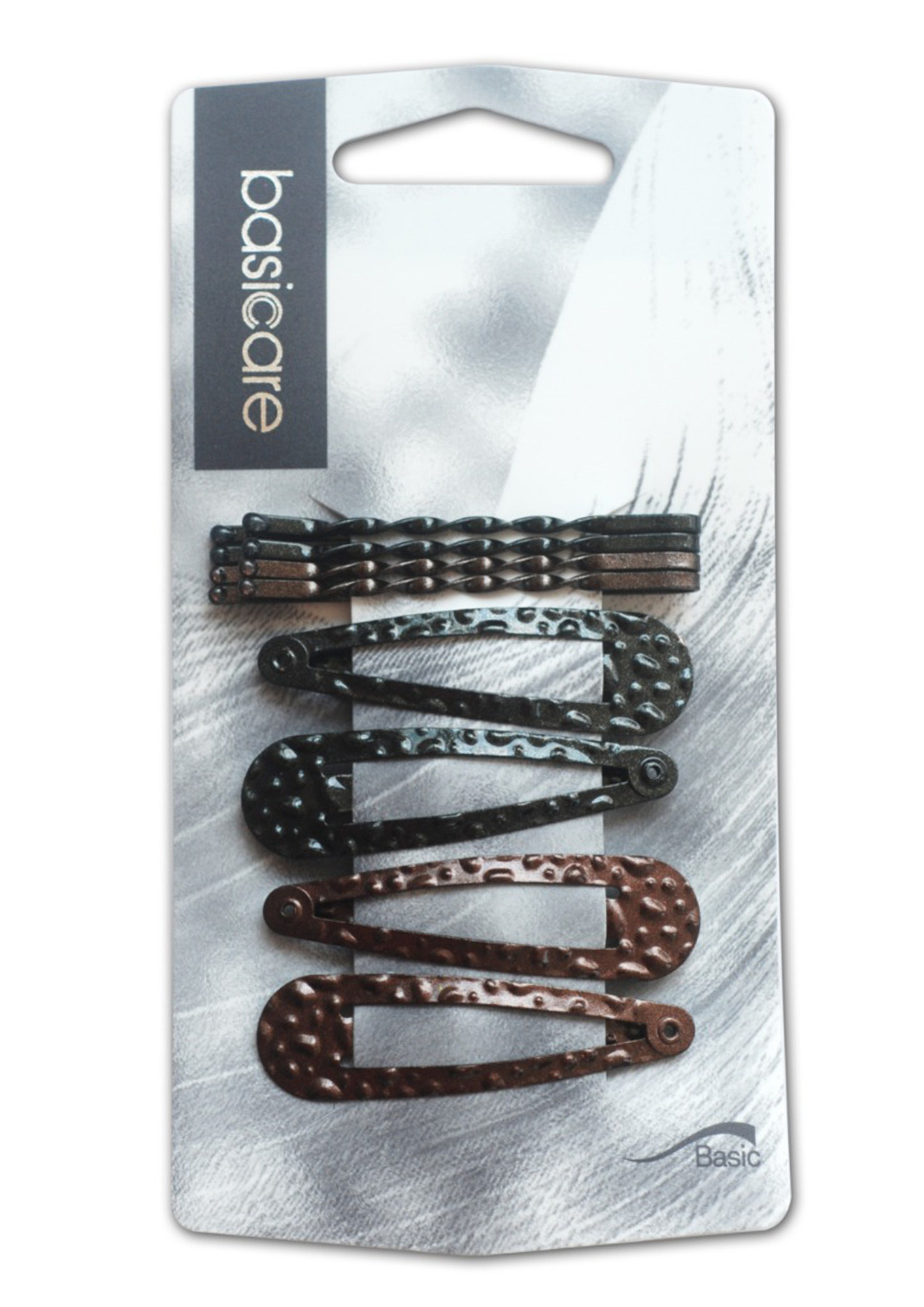 Basicare Clip set, 4 snap Hair clip + 4 bobby Hair pin ,black & brown
