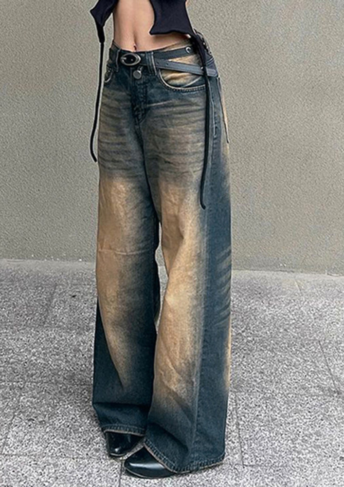 WASHED-OUT BLUE LOOSE STRAIGHT JEANS
