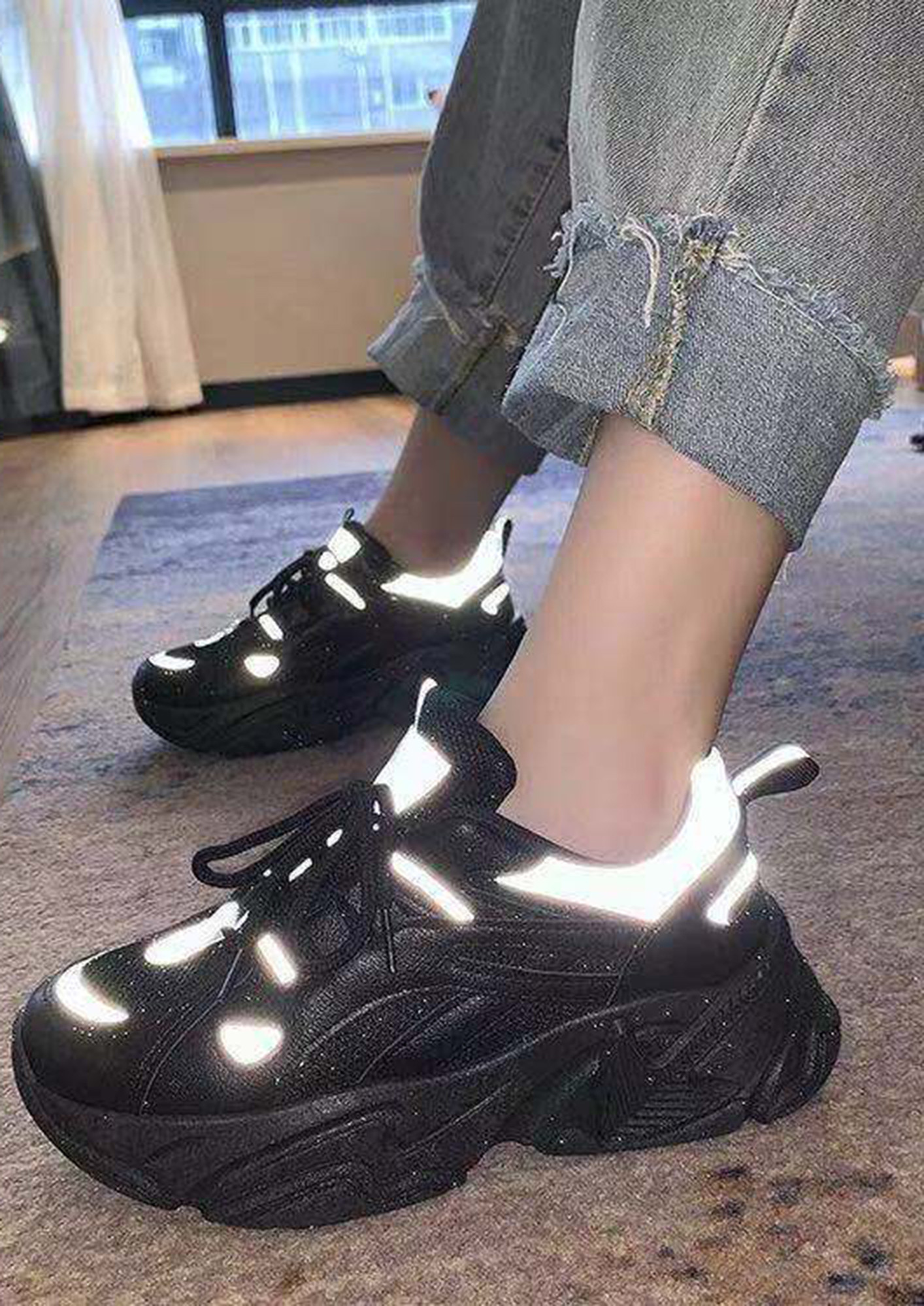 BOLD STEPS ALL THE WAY BLACK TRAINERS