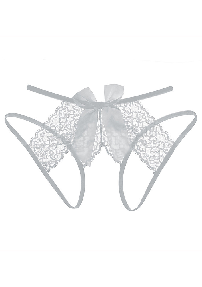 GREY THIN STRAP CUT-OUT LACE THONG