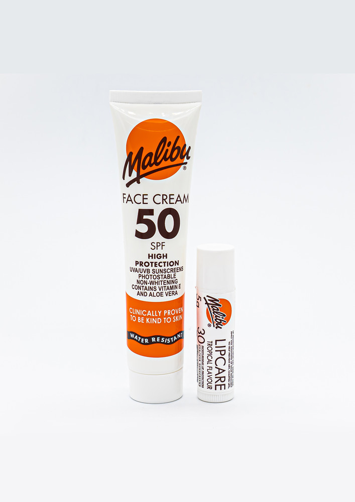 Malibu | Combo of Face Cream SPF 50 + Tropical Lip Balm SPF 30