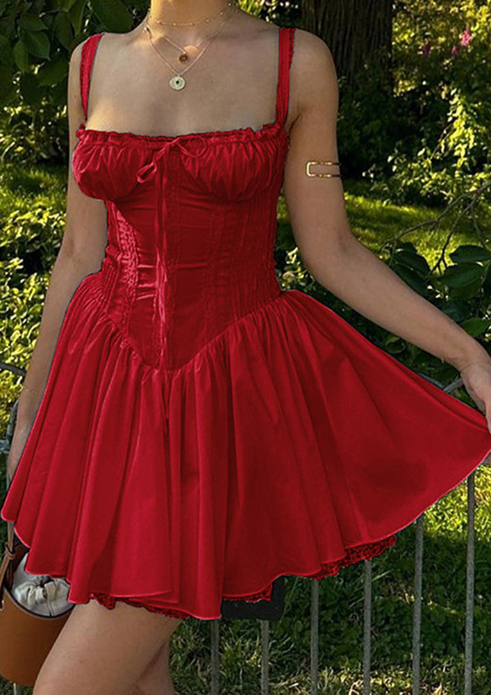 Buy A-LINE SUSPENDER RED CORSET DRESS for Women Online in India