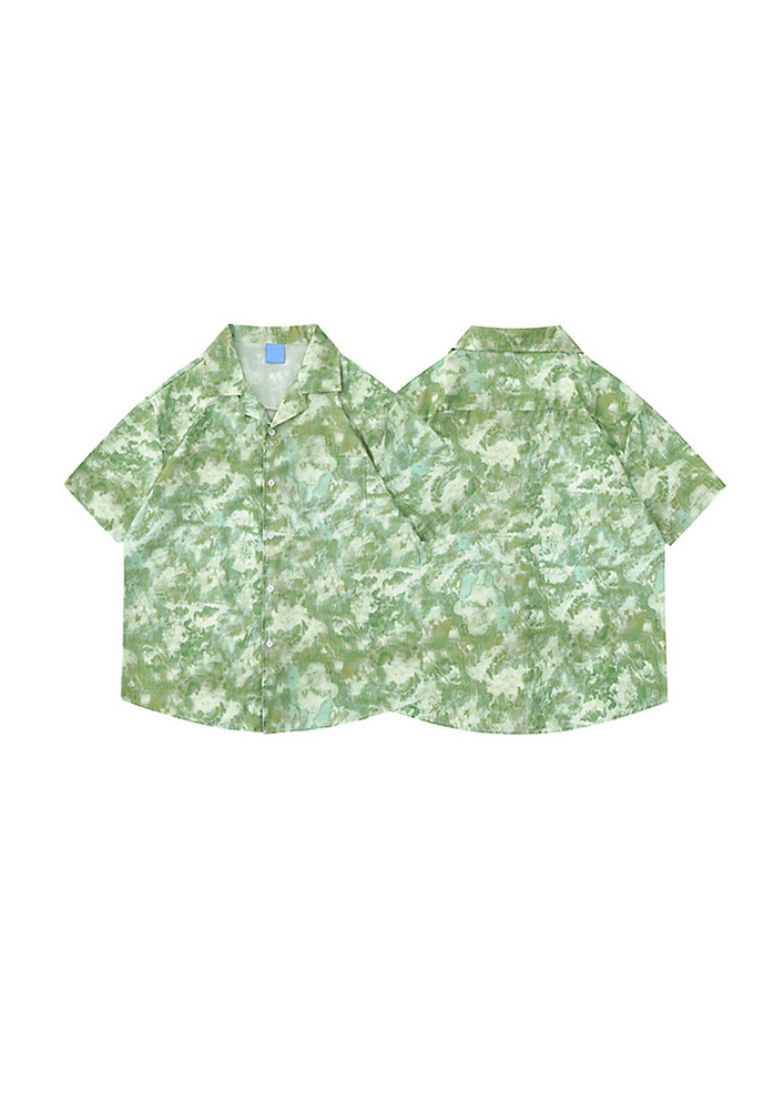 Green Printed Patch Pocket Shirt