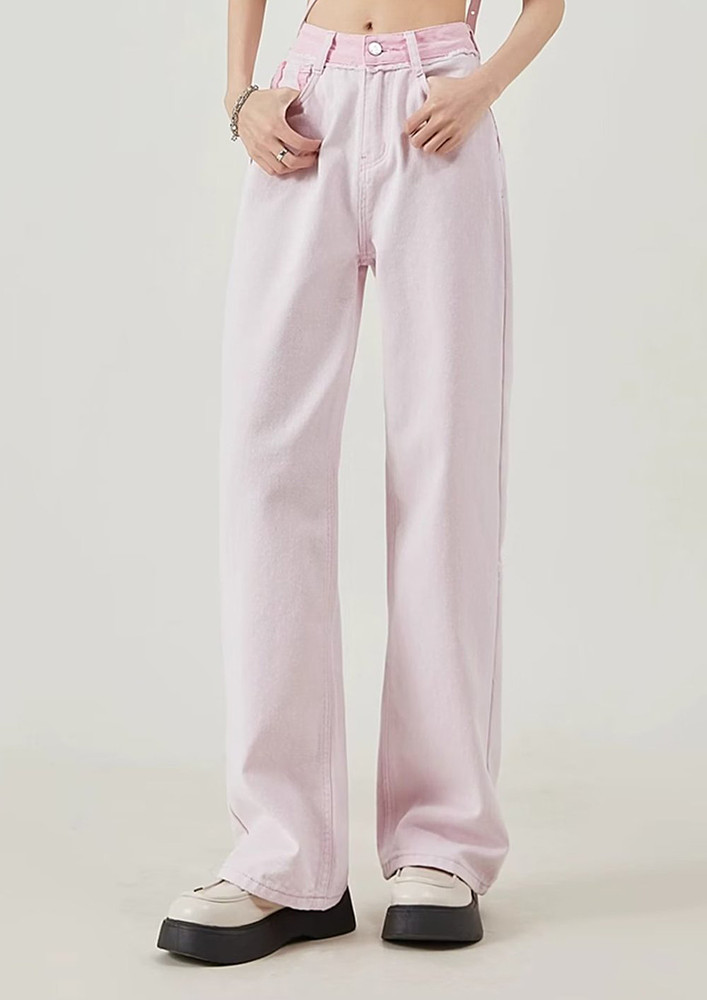 Light Pink Straight High-rise Jeans