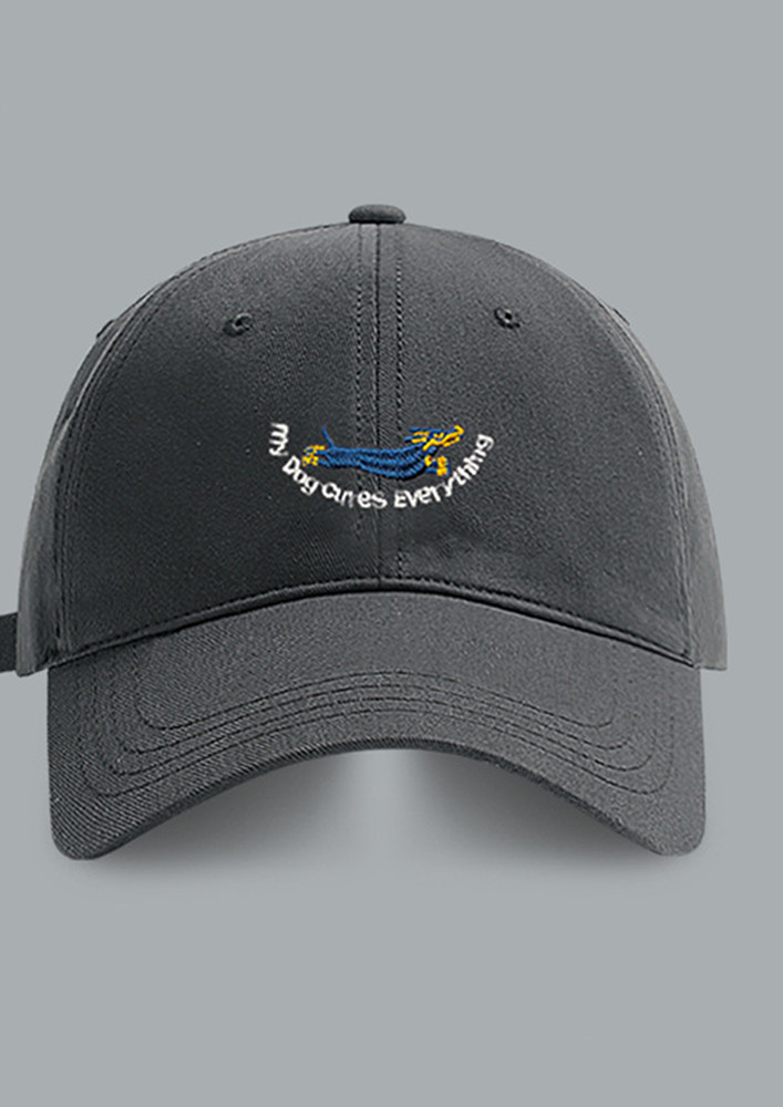 EMBROIDERED GRAY COTTON CAP